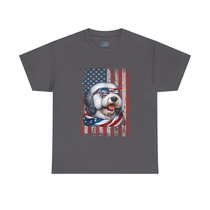 Patriotic Old English Sheepdog With Sunglasses Unisec T-Shirt