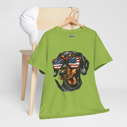 Patriotic Dachshund With Sunglasses Unisex T-Shirt