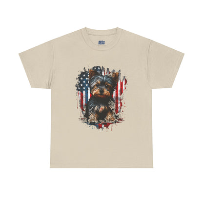 Patriotic American Yorkshire Terrier With sunglasses Unisex T-Shirt