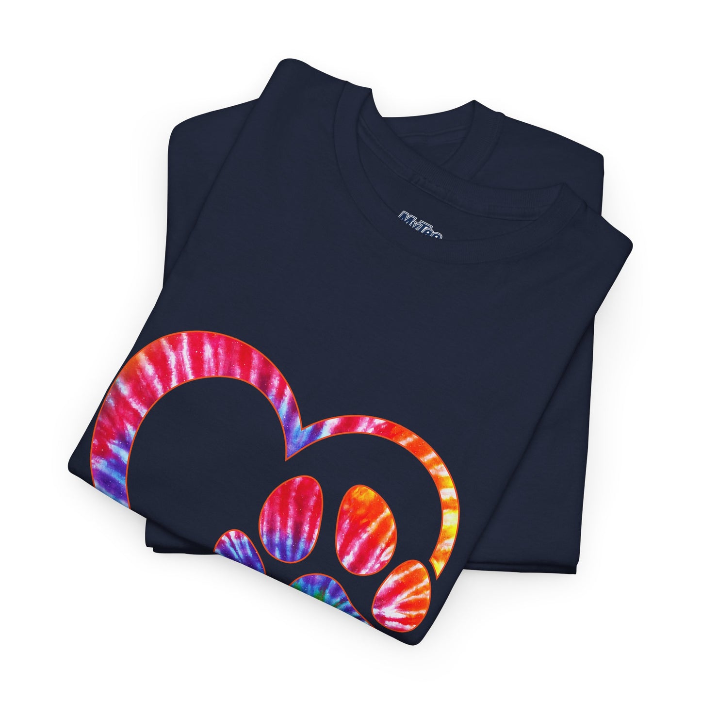 Paw Heart Rainbow Tie-Dye Dog Lover Cotton T-Shirt