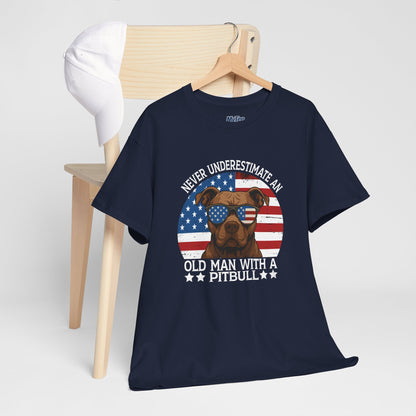 Never Underestimate An Old Man With A Pitbull T-Shirt | Gift For Dog Father