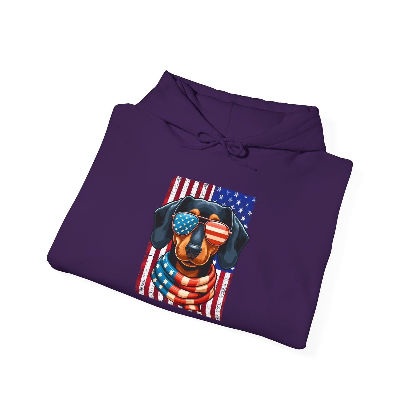 Patriotic Dachshund Dog Flag Shades Unisex Hoodie