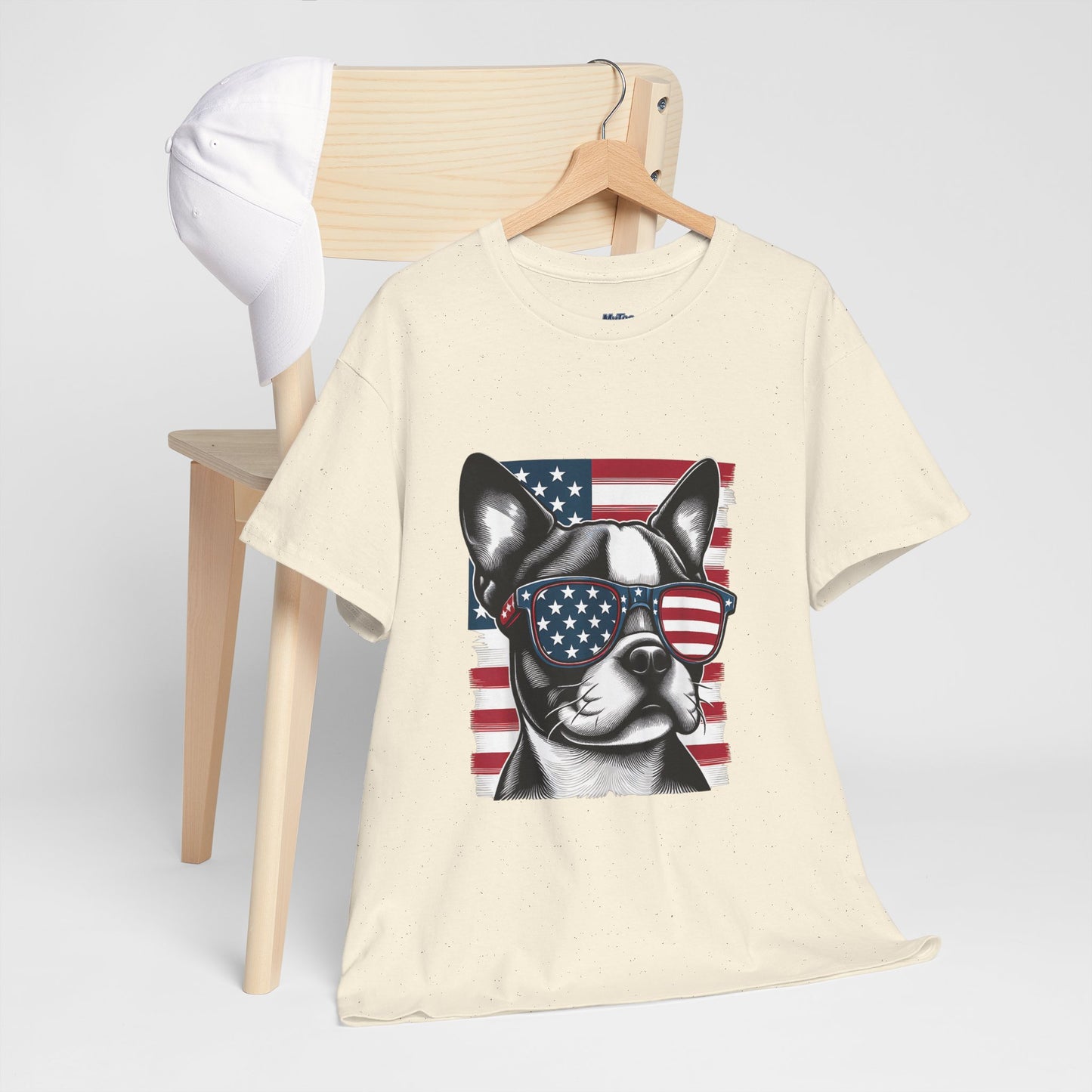 Patriotic Boston Terrier with Sunglasses Unisex T-Shirt