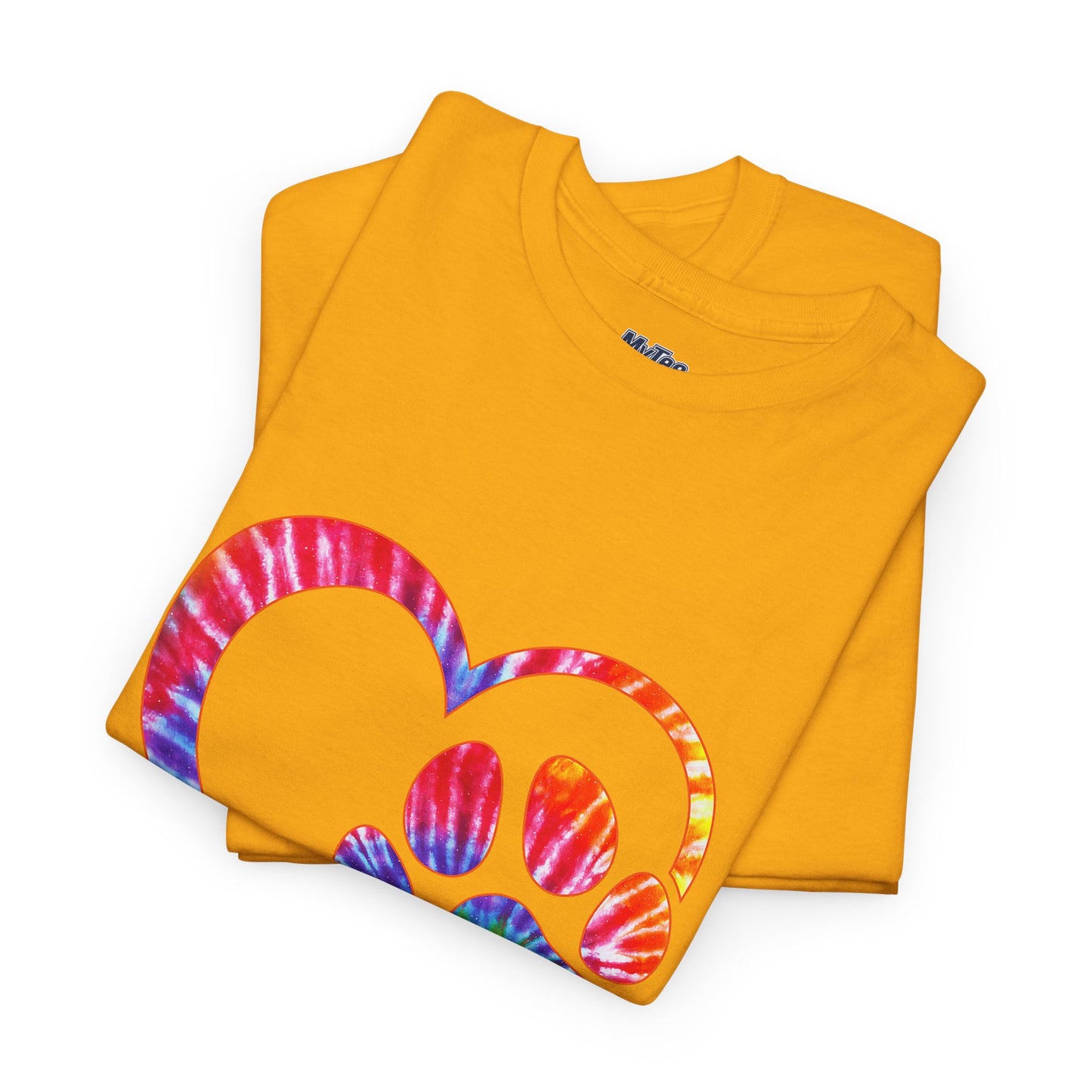 Paw Heart Rainbow Tie-Dye Dog Lover Cotton T-Shirt