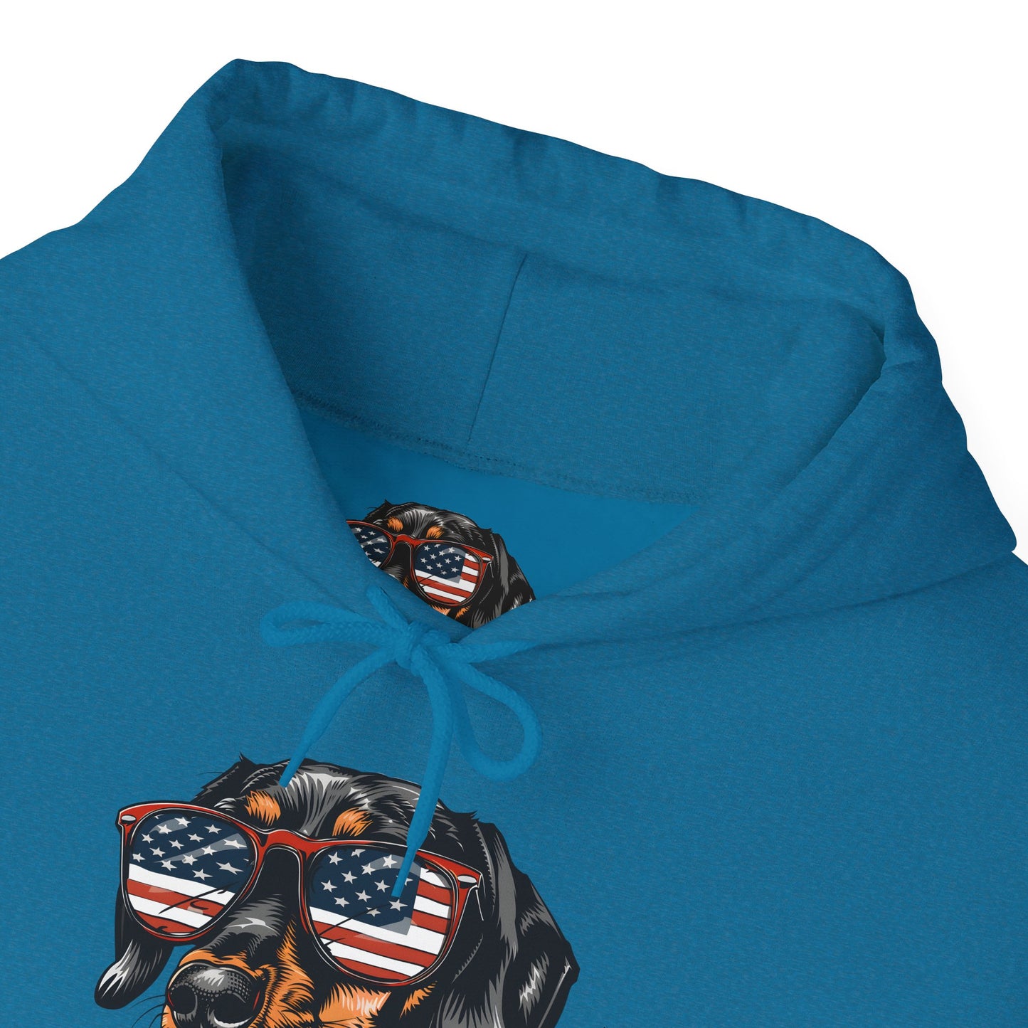 Patriotic Dachshund Dog Unisex Hoodie With Sunglasses