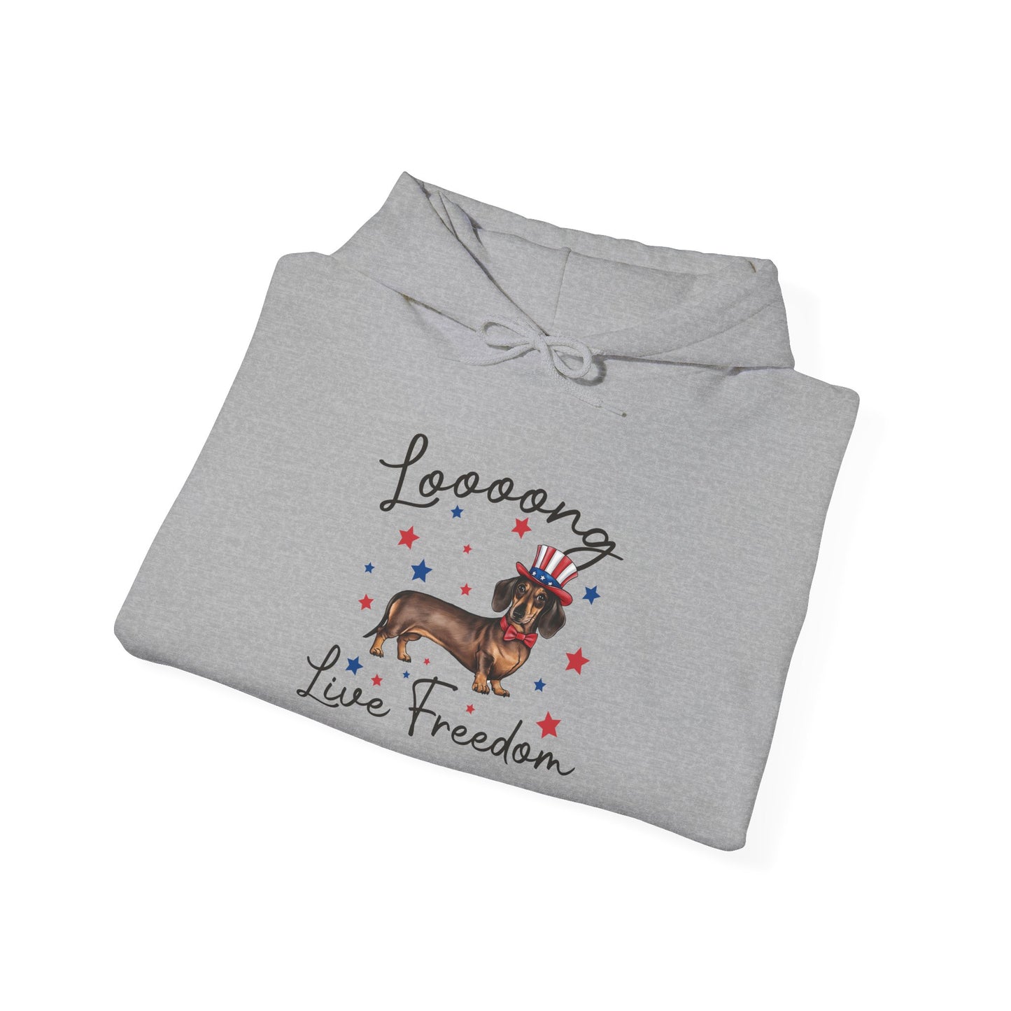 Patriotic Dachshund Loooong Live Freedom Unisex Hoodie