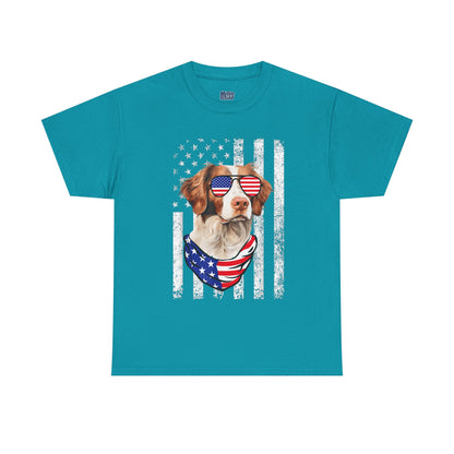 Patriotic Brittany Spaniel with Sunglasses Unisex T-Shirt