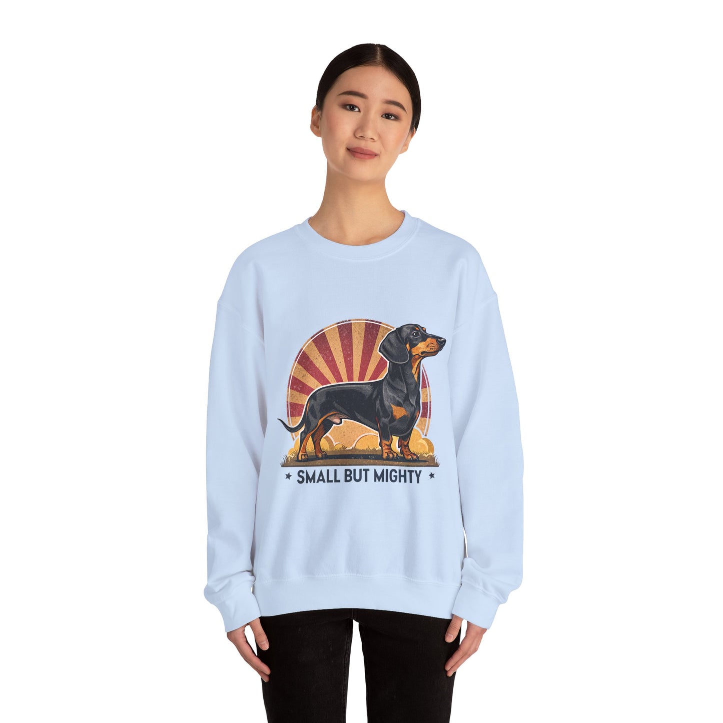 Dachshund Small But Mighty Sweatshirt – Fierce Pup Energy Pullover