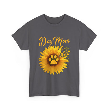 Dog Mom Sunflower Paw Cotton T-Shirt