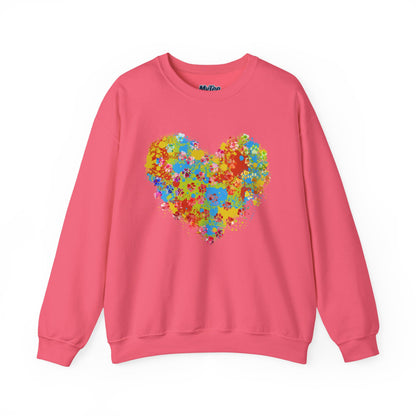 Colorful Heart Graphic Cozy Sweatshirt | Comfortable Winter Apparel