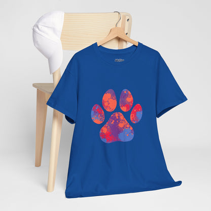 Vibrant Dog Paw Print Cotton T-Shirt