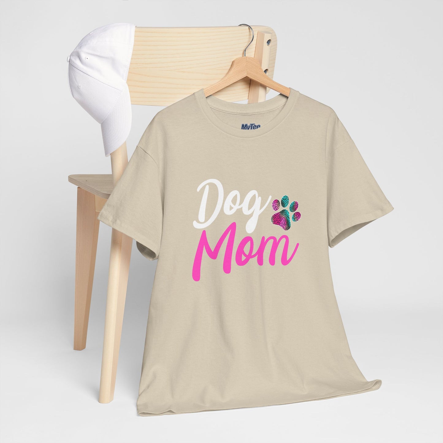 Dog Mom with a Colorful Paw Cotton T-Shirt