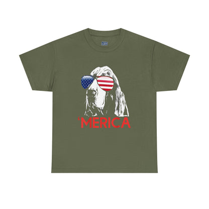Patriotic Basset Hound With Sunglasses Unisex T-Shirt
