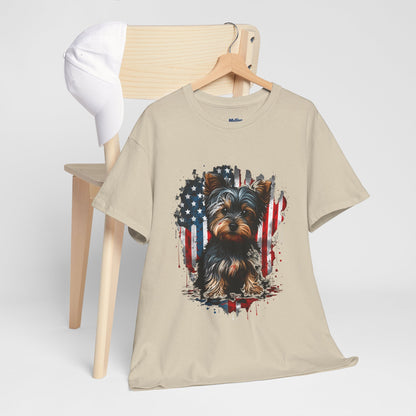 Patriotic American Yorkshire Terrier With sunglasses Unisex T-Shirt