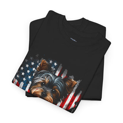 Patriotic American Yorkshire Terrier With sunglasses Unisex T-Shirt