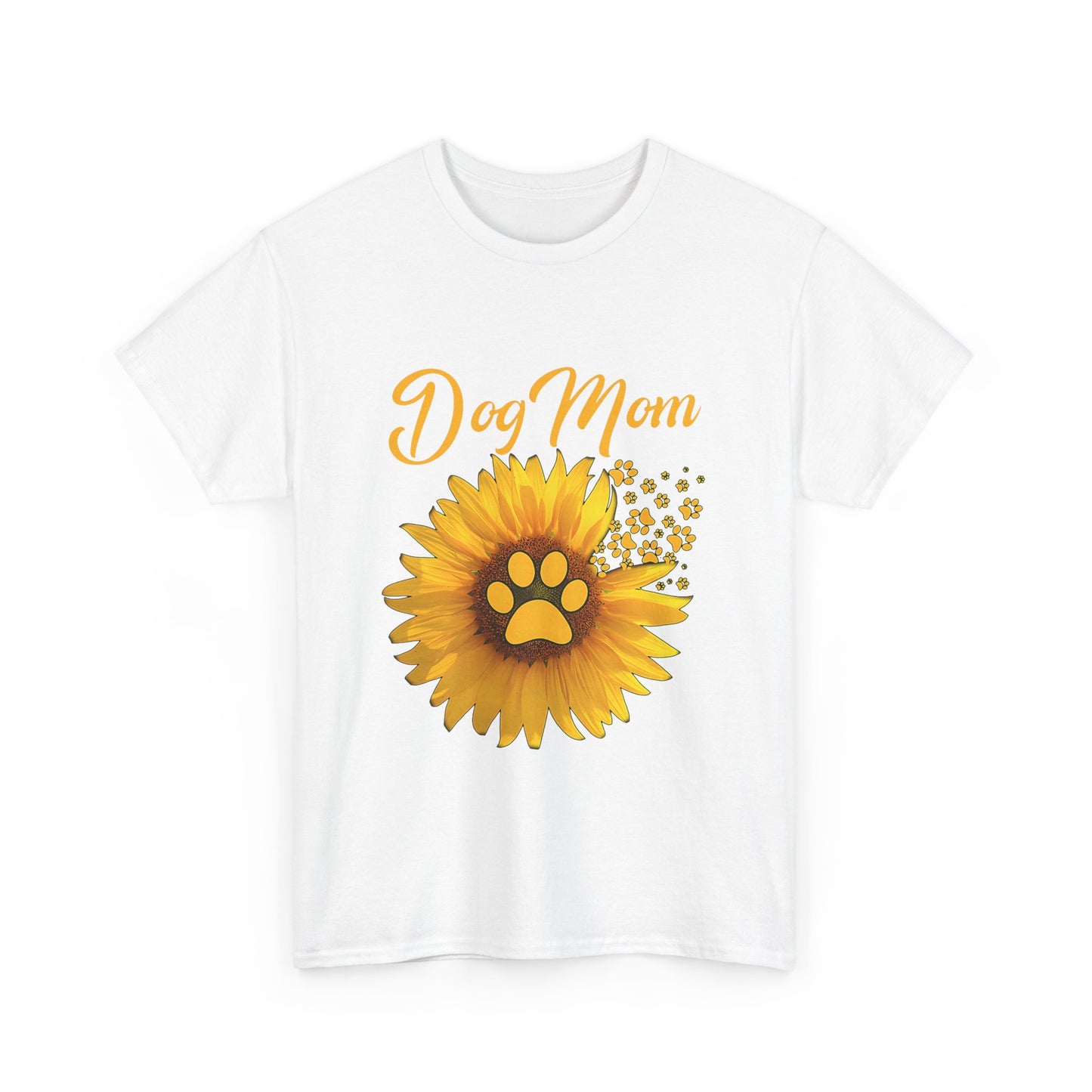 Dog Mom Sunflower Paw Cotton T-Shirt