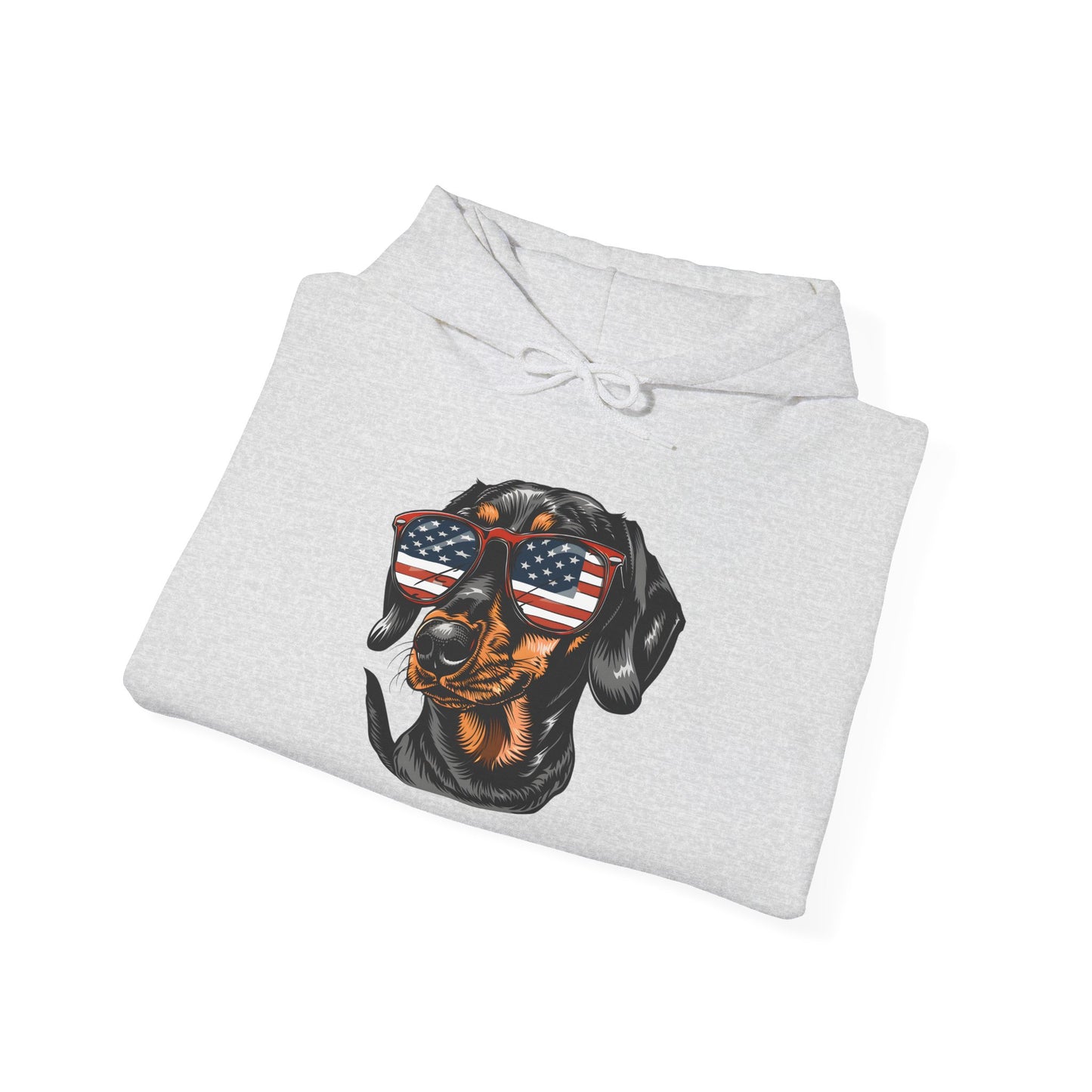 Patriotic Dachshund Dog Unisex Hoodie With Sunglasses
