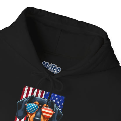 Patriotic Dachshund Dog Flag Shades Unisex Hoodie