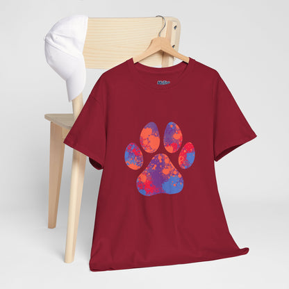 Vibrant Dog Paw Print Cotton T-Shirt