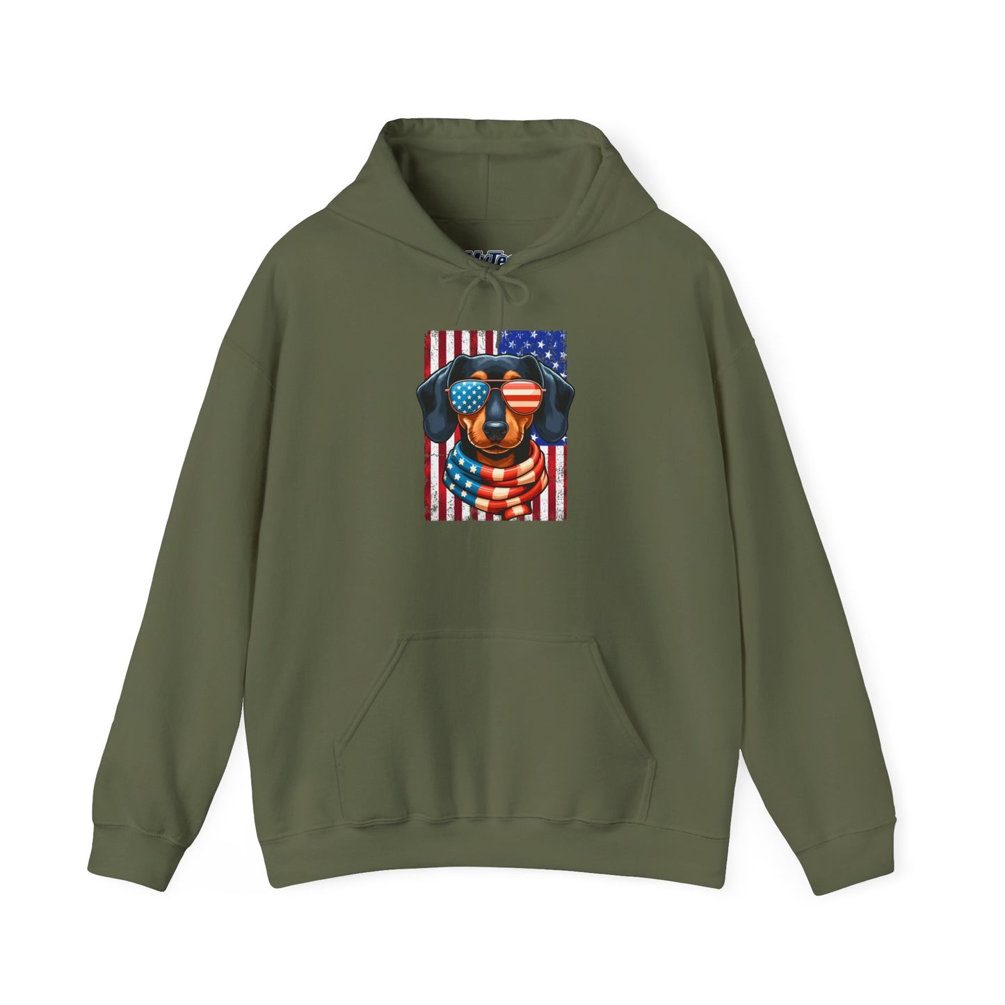Patriotic Dachshund Dog Flag Shades Unisex Hoodie