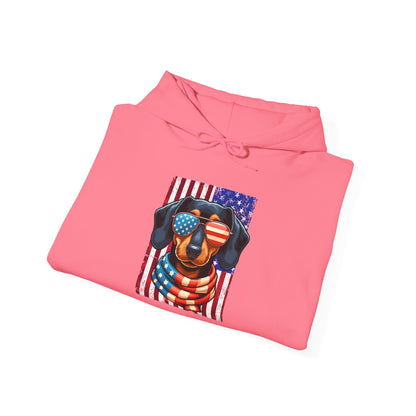Patriotic Dachshund Dog Flag Shades Unisex Hoodie