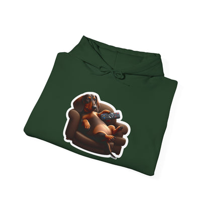 Dachshund TV Boss Unisex Hoodie– Funny Wiener Dog Relax Tee