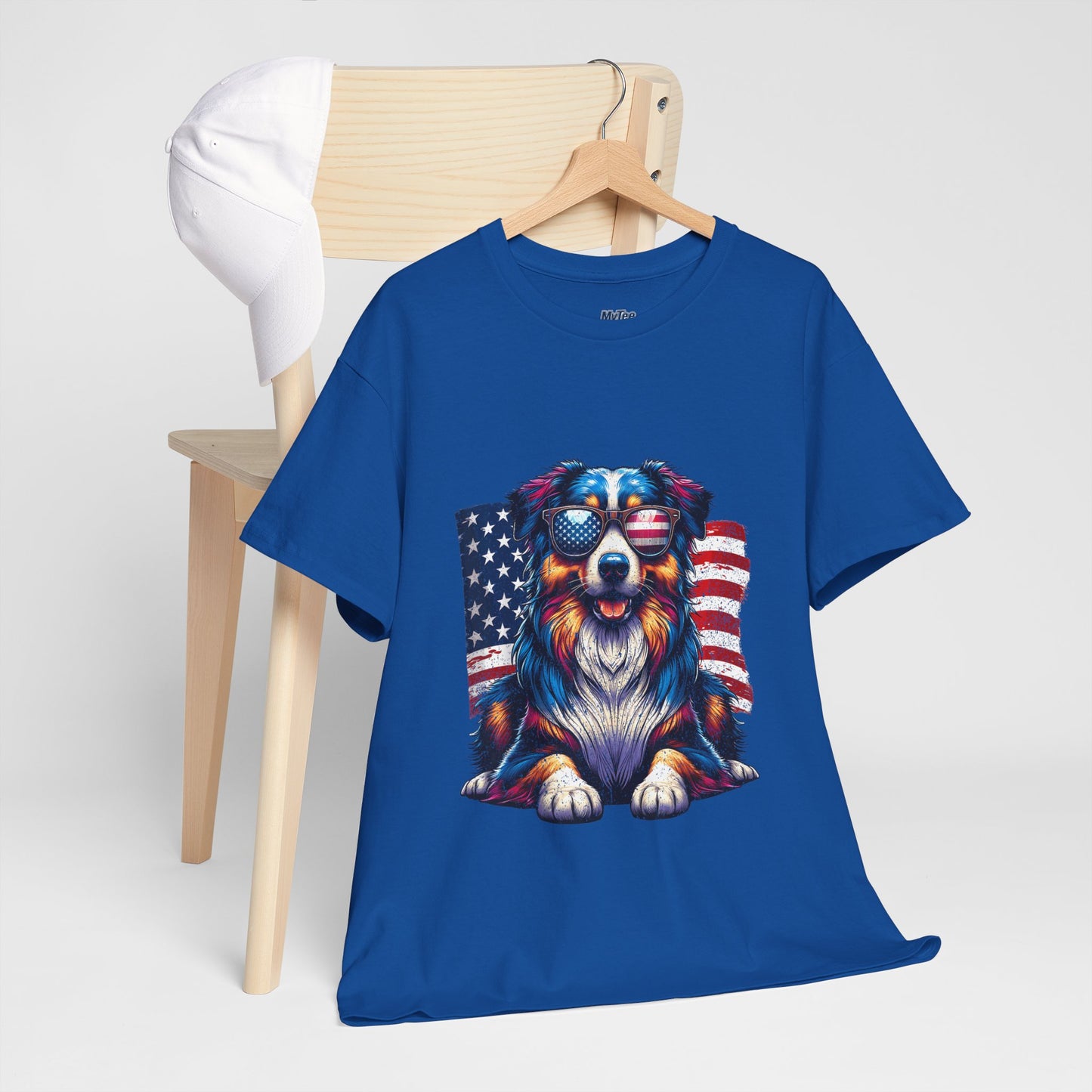 Patriotic Australian Shepherd With Sunglasses Unisex T-Shirt