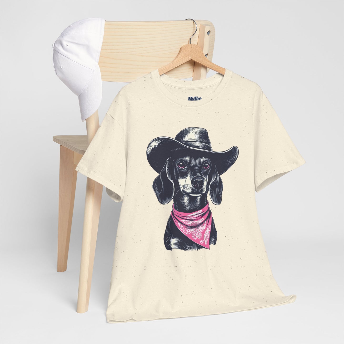 Dachshund Cowgirl Vibes T-Shirt – Pink Bandana Pup Shirt