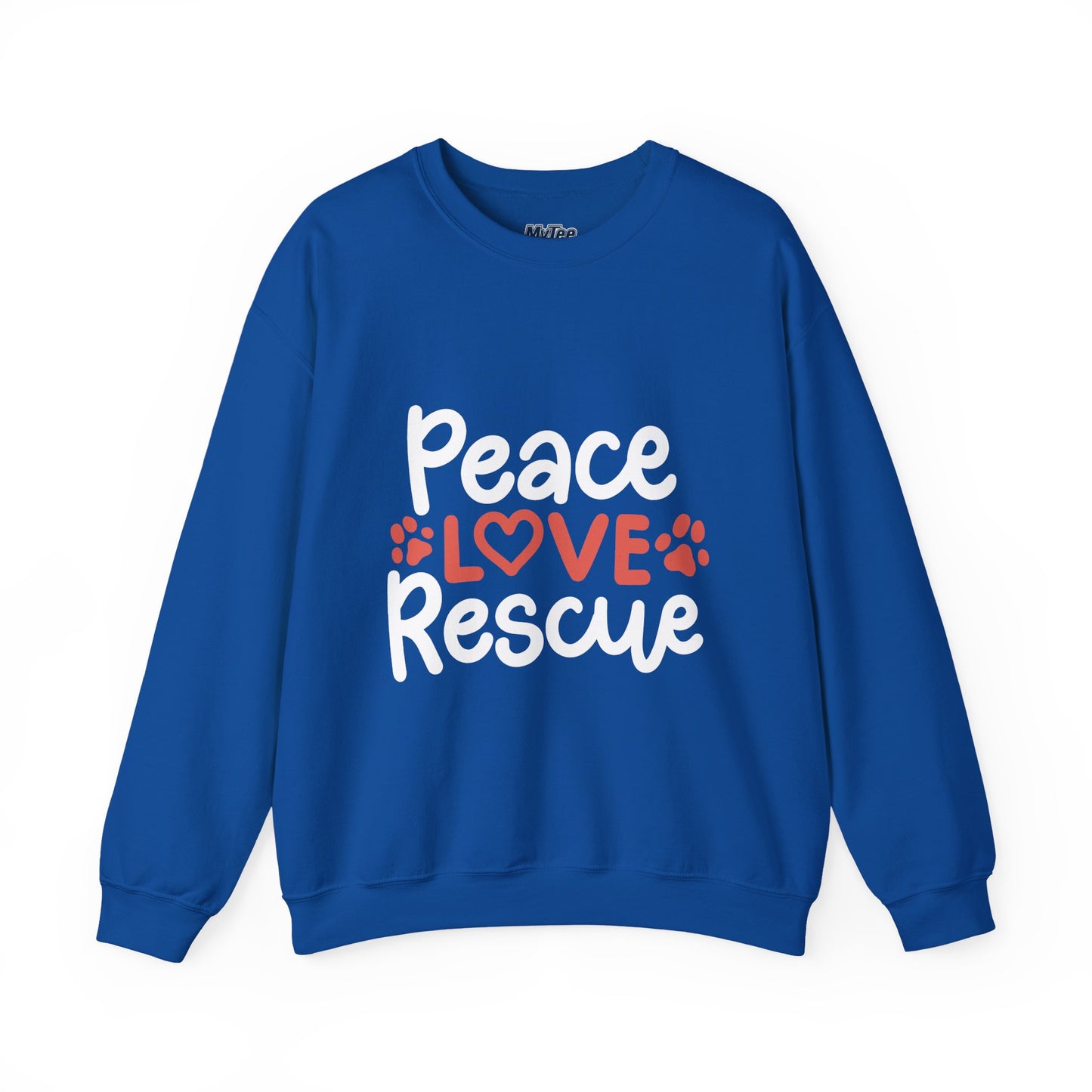Peace Love Rescue Crewneck Sweatshirt | Pullover for Animal Lovers