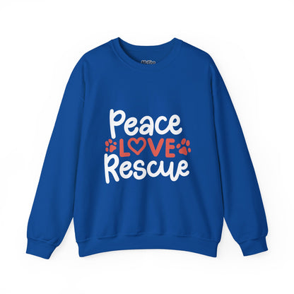 Peace Love Rescue Crewneck Sweatshirt | Pullover for Animal Lovers