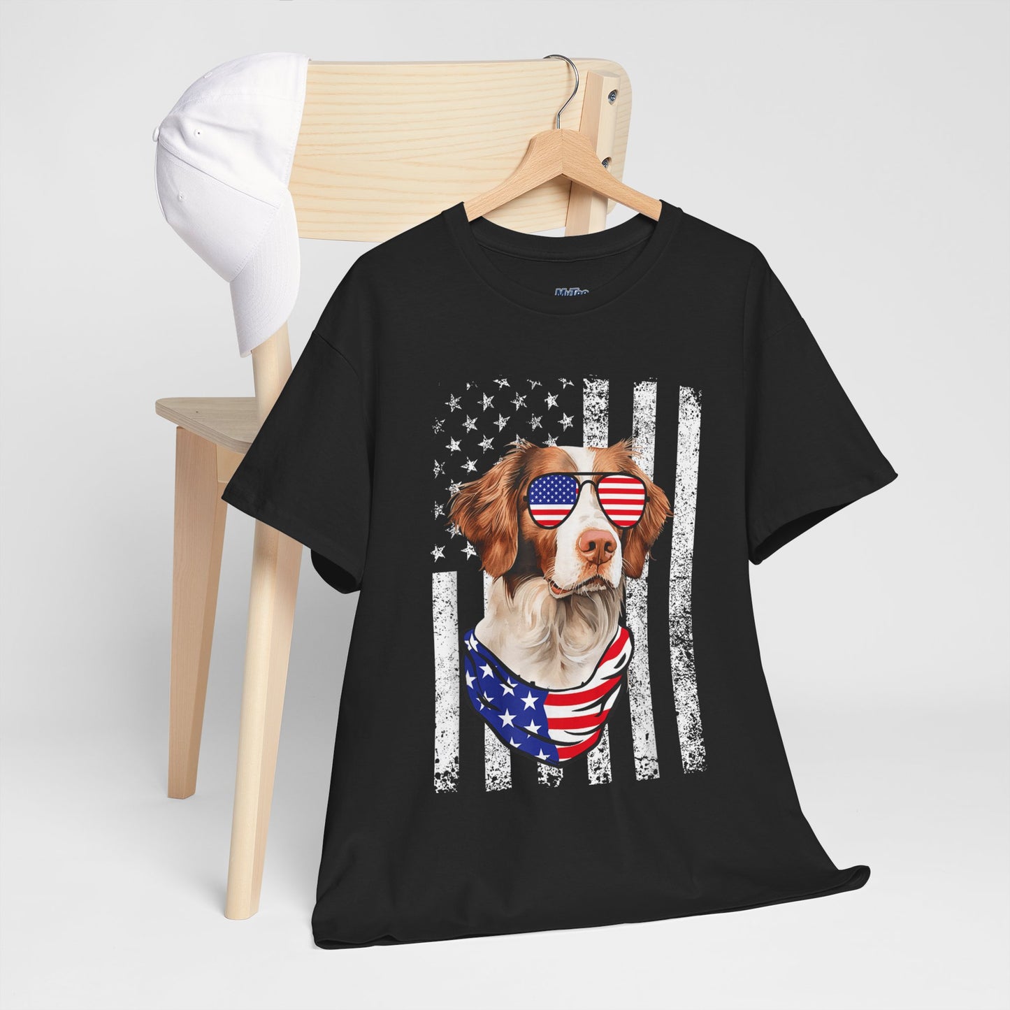 Patriotic Brittany Spaniel with Sunglasses Unisex T-Shirt