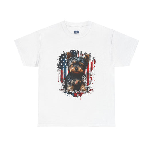 Patriotic American Yorkshire Terrier With sunglasses Unisex T-Shirt