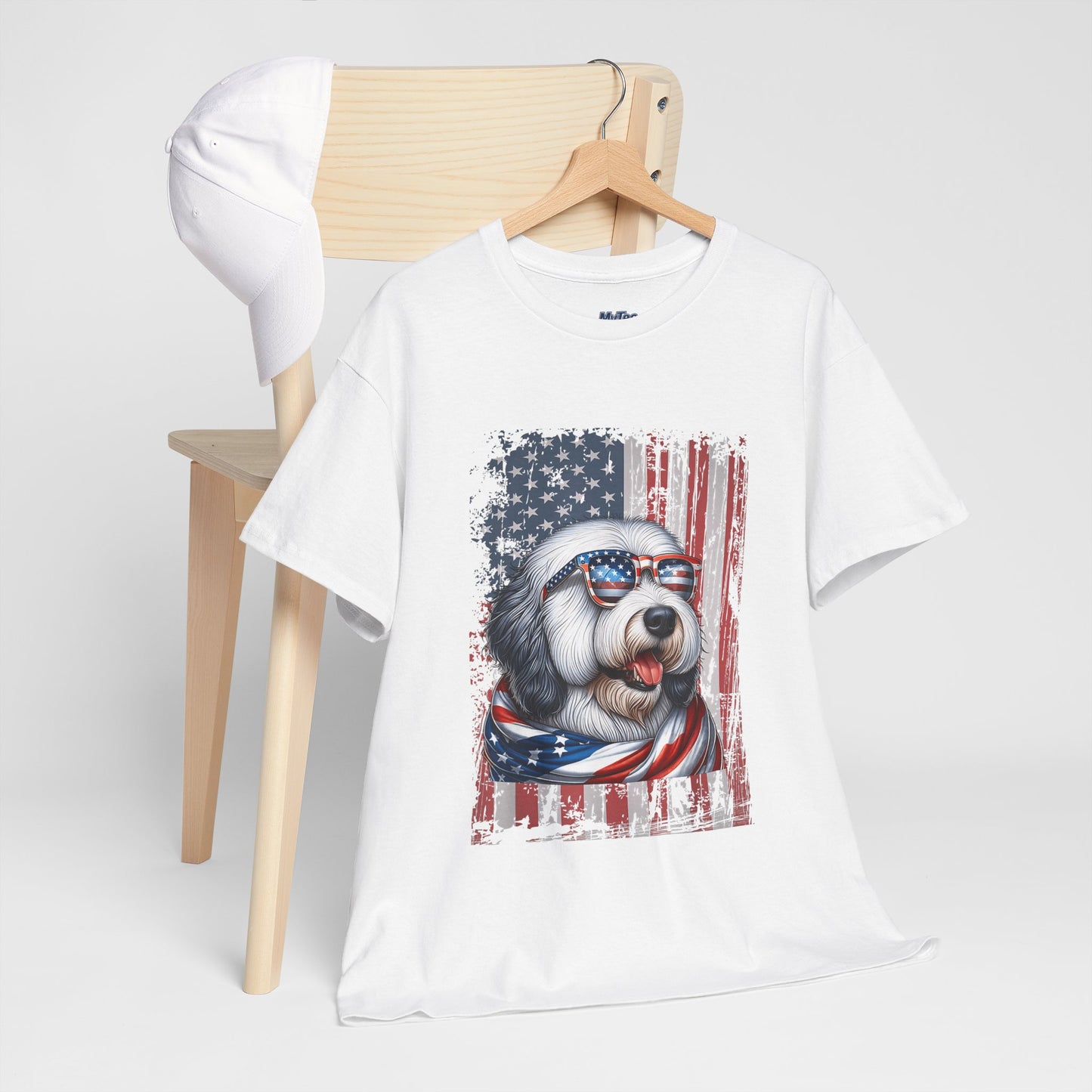 Patriotic Old English Sheepdog With Sunglasses Unisec T-Shirt