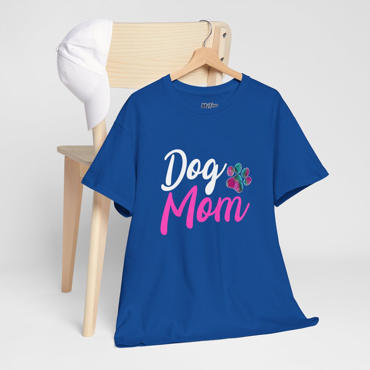 Dog Mom with a Colorful Paw Cotton T-Shirt