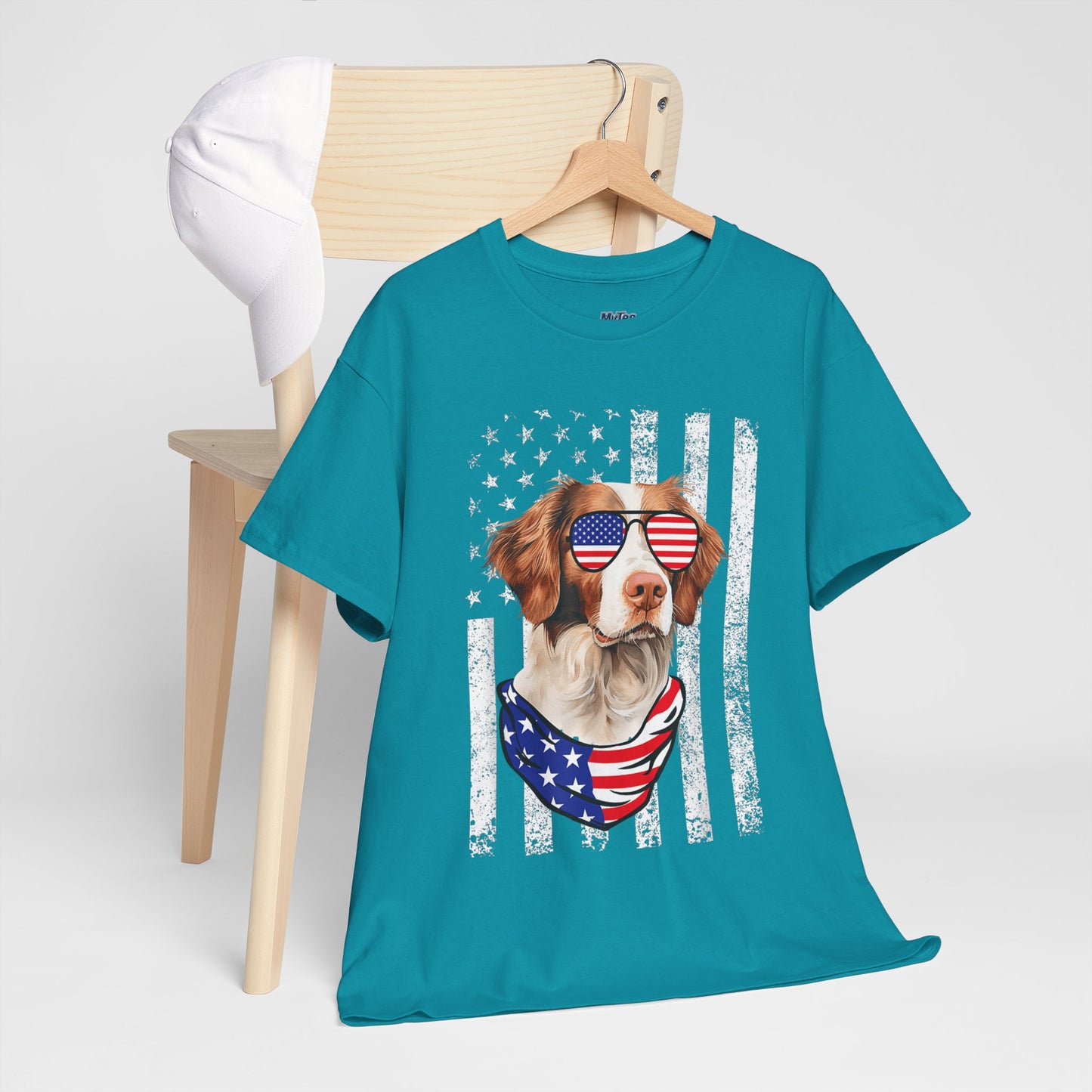 Patriotic Brittany Spaniel with Sunglasses Unisex T-Shirt