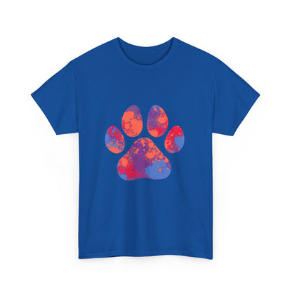 Vibrant Dog Paw Print Cotton T-Shirt
