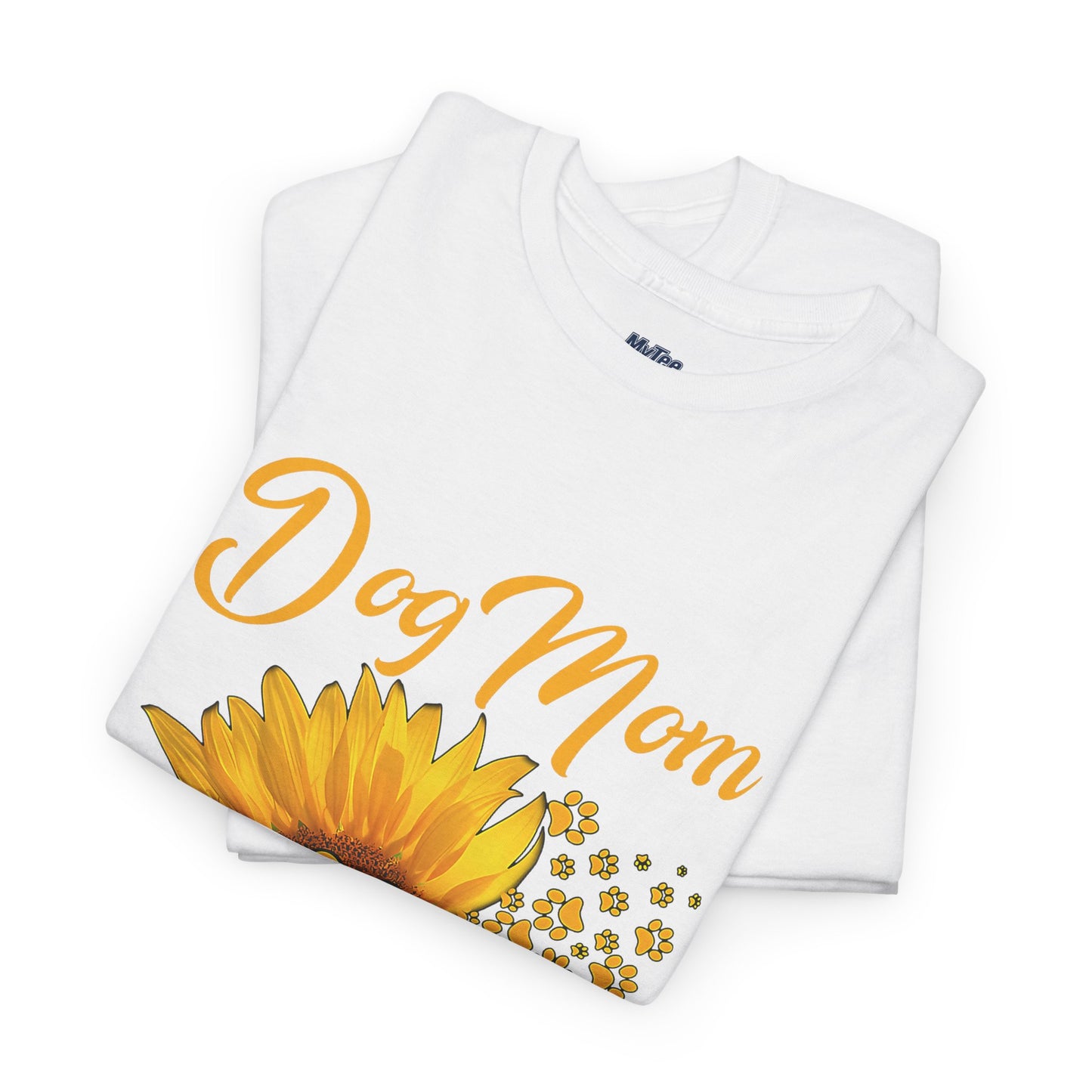 Dog Mom Sunflower Paw Cotton T-Shirt