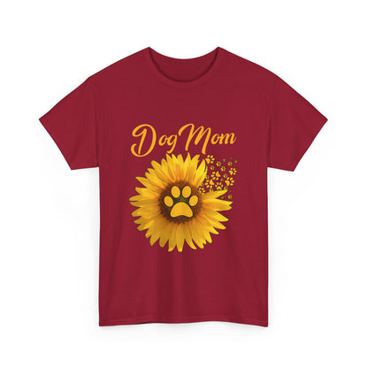 Dog Mom Sunflower Paw Cotton T-Shirt