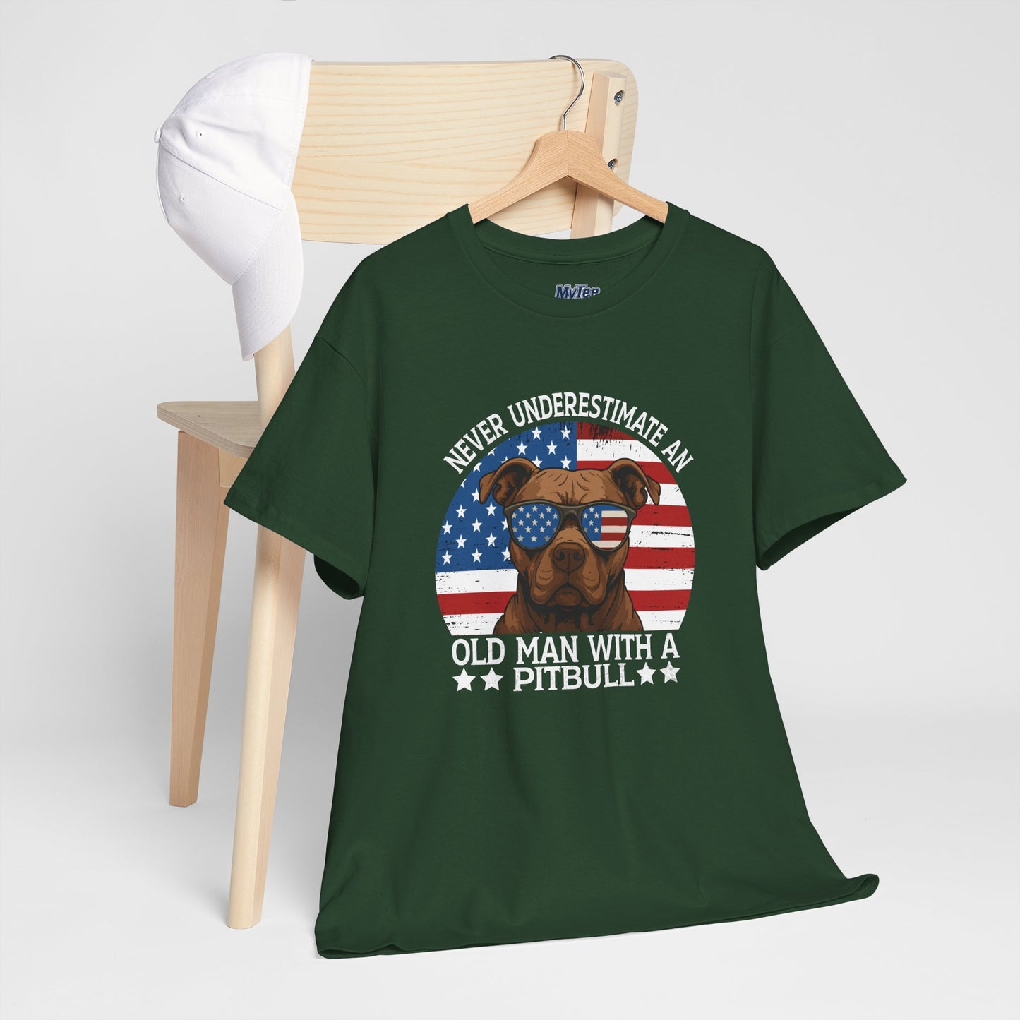 Never Underestimate An Old Man With A Pitbull T-Shirt | Gift For Dog Father