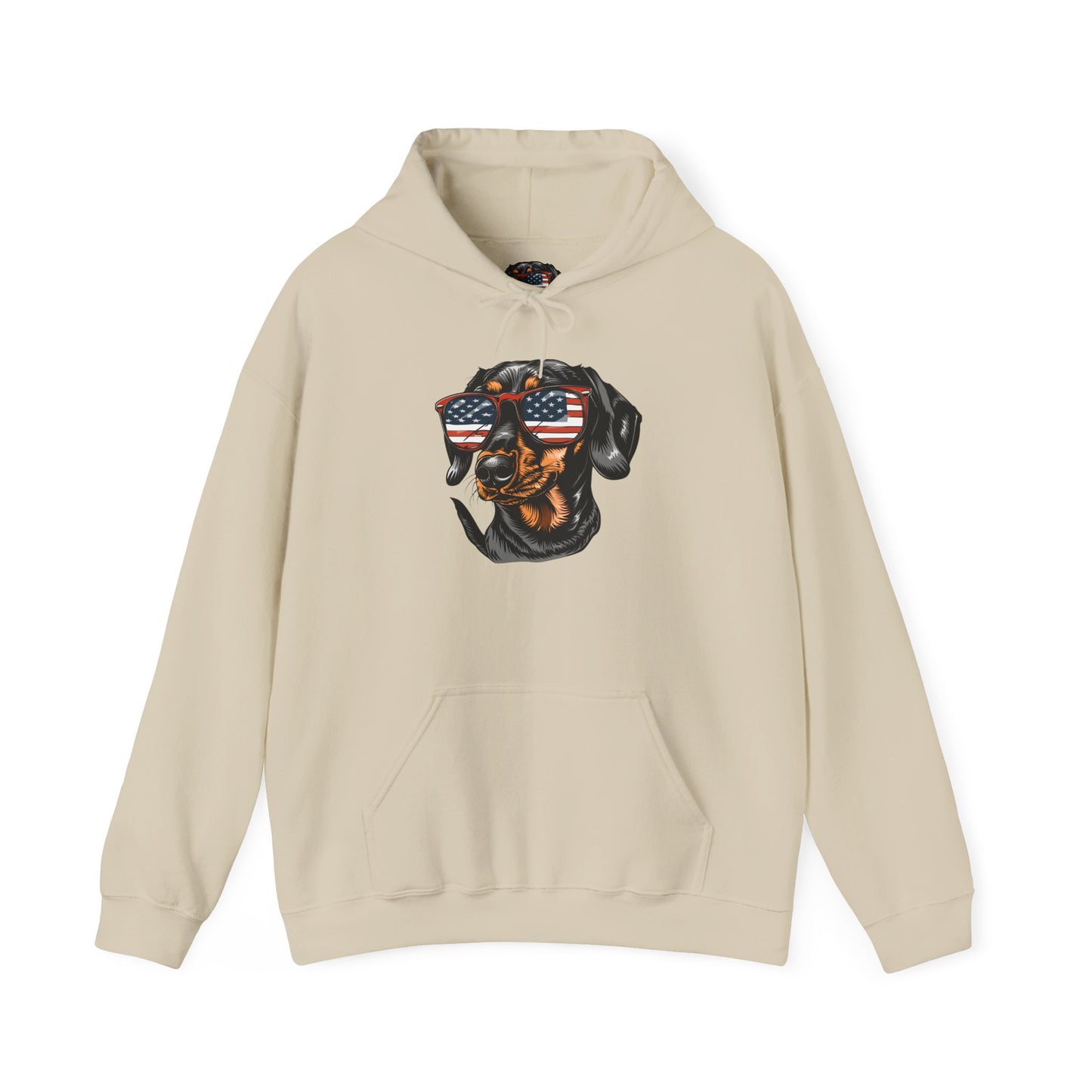 Patriotic Dachshund Dog Unisex Hoodie With Sunglasses
