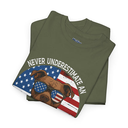 Never Underestimate An Old Man With A Pitbull T-Shirt | Gift For Dog Father