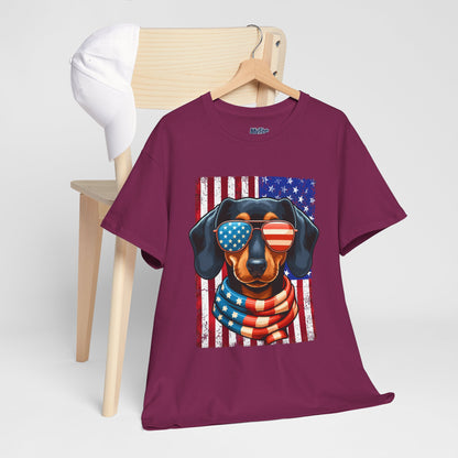 Patriotic Dachshund Dog Flag Shades Unisex T-Shirt