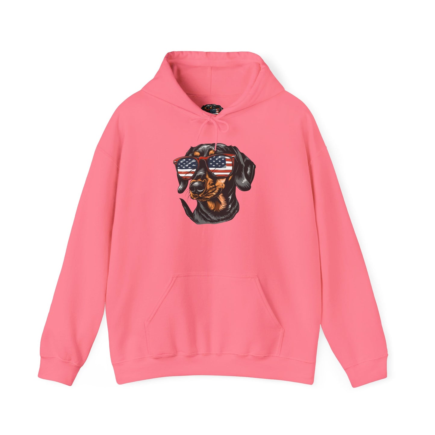 Patriotic Dachshund Dog Unisex Hoodie With Sunglasses