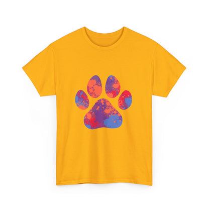 Vibrant Dog Paw Print Cotton T-Shirt