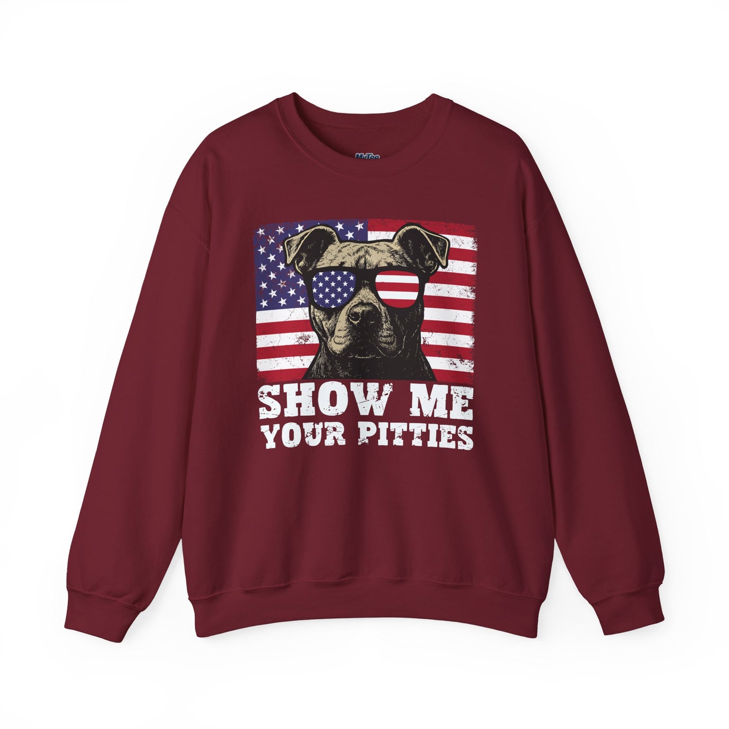 Show Me Your Pitties Patriotic Pitbull Sweatshirt – Funny USA Dog Lover Pullover
