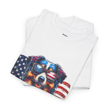 Patriotic Australian Shepherd With Sunglasses Unisex T-Shirt
