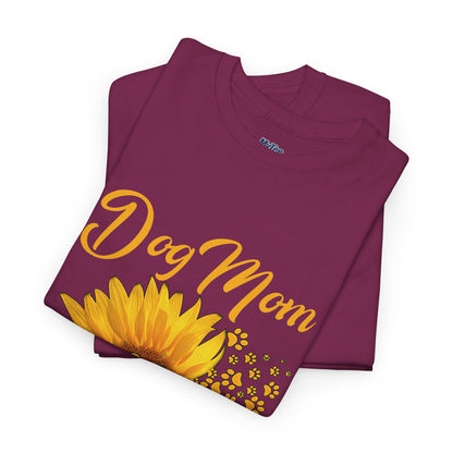 Dog Mom Sunflower Paw Cotton T-Shirt