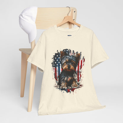 Patriotic American Yorkshire Terrier With sunglasses Unisex T-Shirt
