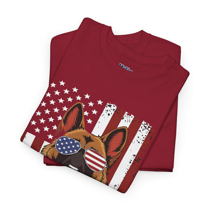 Patriotic German Shepherd Cotton T-Shirt | Tee