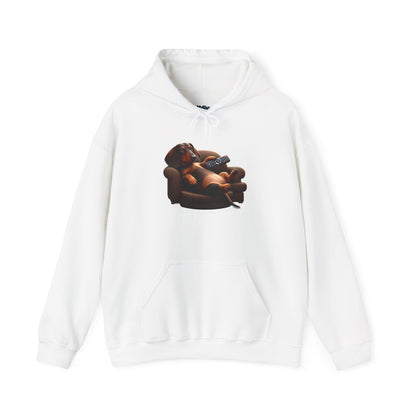 Dachshund TV Boss Unisex Hoodie– Funny Wiener Dog Relax Tee